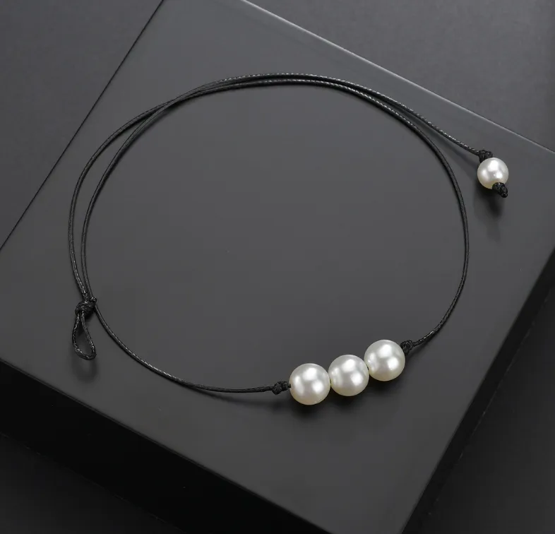 （450mm）Wish Amazon selling simple Pearl leather rope shell necklace diy handmade collar, cross-border supply sets 
