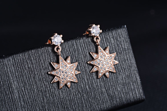 Korean star studded Diamond Earrings women's fashionable and versatile pop-up zircon 284