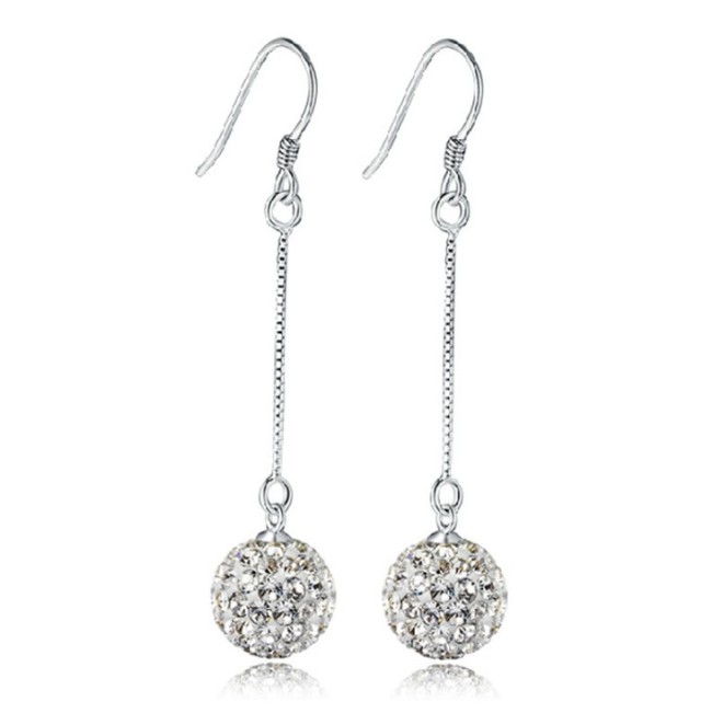 （8mm）Princess Shambhala earrings with silver plated earrings and fashionable tassels with crystal ball earrings 030
