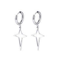 Korean Version of Simple Ins Wind Ray Stars Titanium Steel Earrings Fashion Trendy Men and Women Geometric Hollow Earrings Gb598