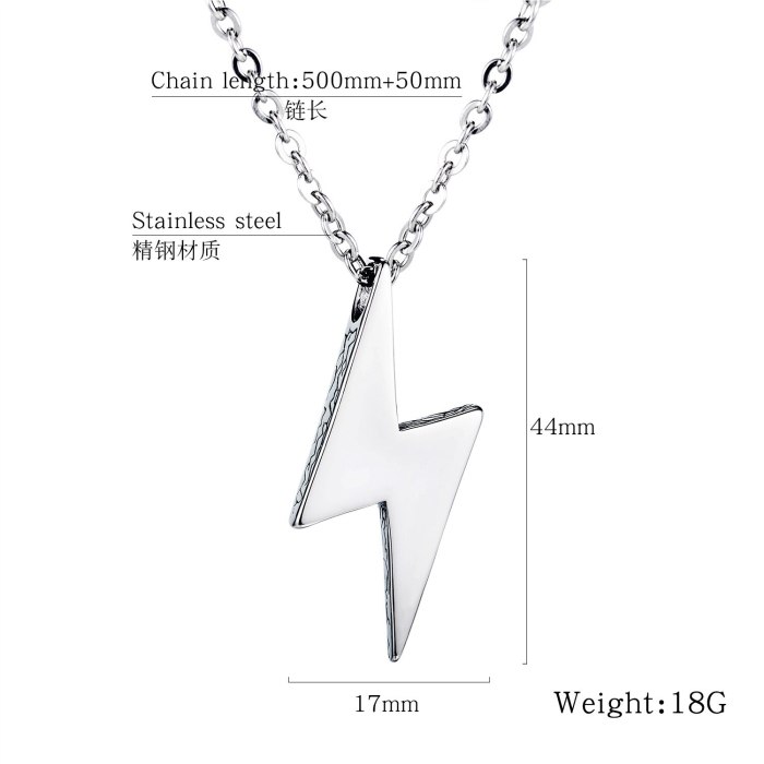 INS Tide Lightning Titanium Steel Necklace Simple Hiphop Street Men Pendant Gb1690