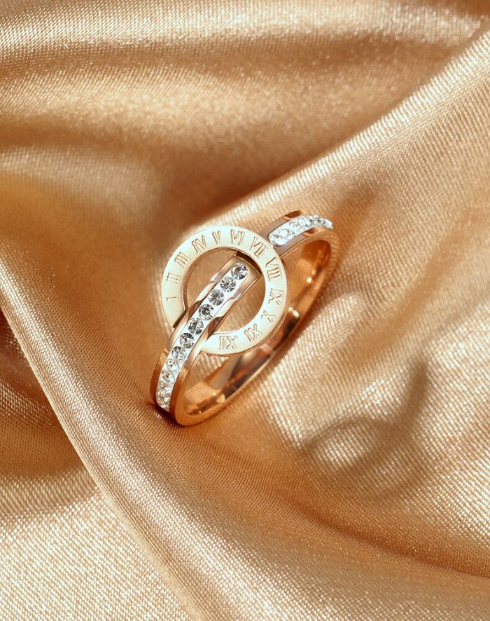 Korean Version of Simple Personality Titanium Roman Digital Ring Female Ins Sen Niche Joker Ring Gb698