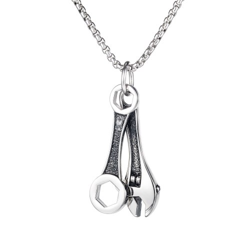 Fashionable Titanium Wrench Pendant Ornaments Simple Jumping DiBai Casting Necklace Gb1703