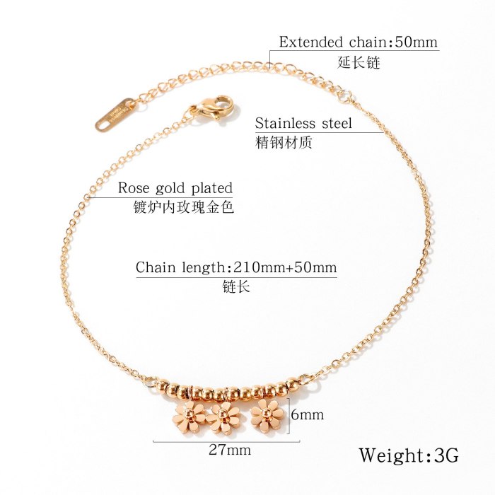 Korean Version of The Small Daisy Titanium Steel Foot Chain Female Ins Simple 100 Set of Summer Foot Jewelry Gb102