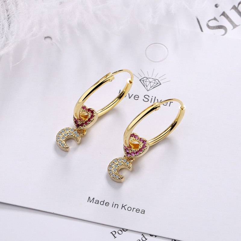 Korean Stud Earrings Diamond Moon Love Earrings Women XzEH574