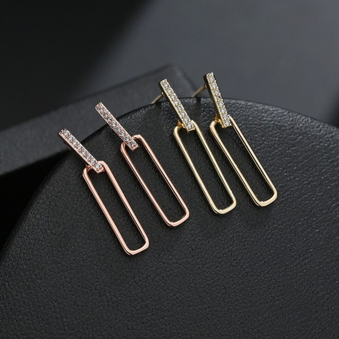 Korean Earrings S925 Pure Silver Needle AAA Zircon Inlaid Gold Plated Wholesale Earrings Qxwe1535