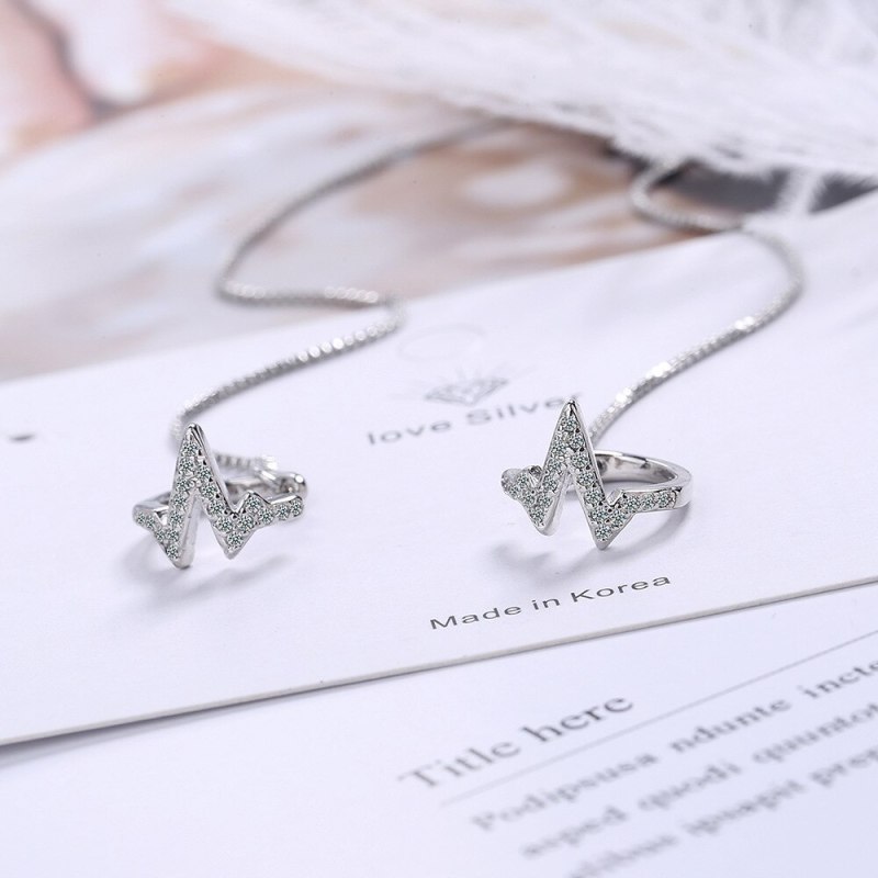 Korea's Long Diamond-encrusted Wave Earrings Two Super Fairy Lightning Earrings Stud Earrings XzEH567