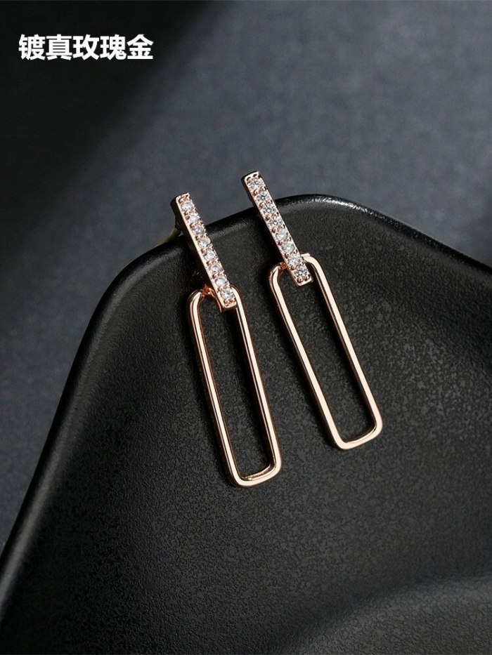 Korean Earrings S925 Pure Silver Needle AAA Zircon Inlaid Gold Plated Wholesale Earrings Qxwe1535
