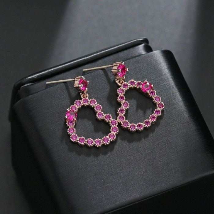 Korean Plate Earrings AAA Zirconium Inlaid Earrings National Wind Love Electroplating Girls Gift QxWE886