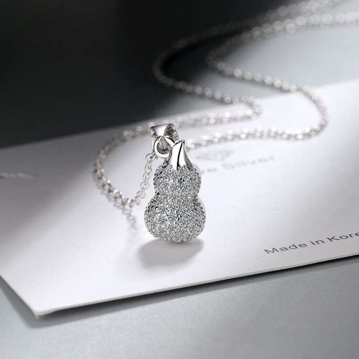 Two-sided Gourd Pendant Necklace Female Korean Opal Studded Clavicle Chain Necklace XzDZ534
