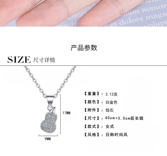 Two-sided Gourd Pendant Necklace Female Korean Opal Studded Clavicle Chain Necklace XzDZ534