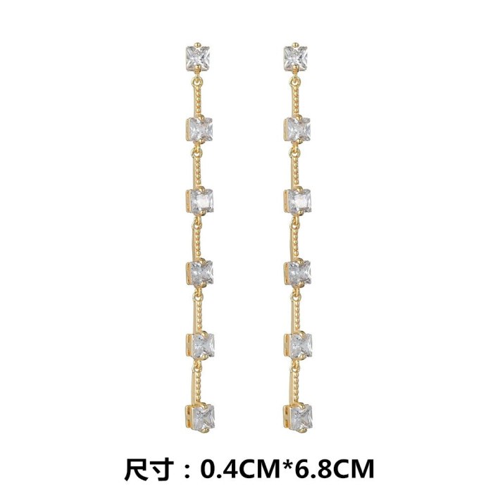 New Trend S925 Pure Silver Ear Pin Tassel Long Simple Fashion Korean Zircon Earrings Girl Gift Earrings Qxwe1316