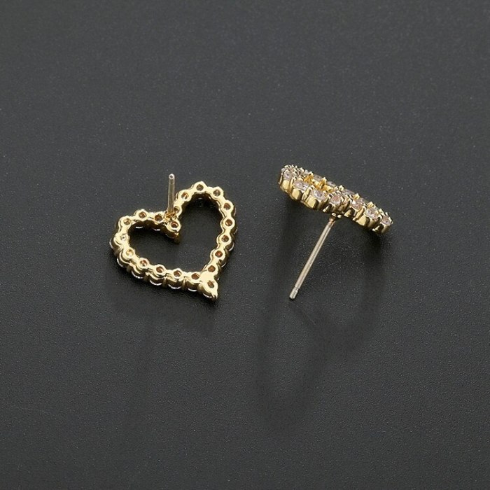 S925 Sterling Silver Ear Pin AAA Zircon Earring Hollow Lovely Atmosphere Simple Girl Earrings Qxwe769