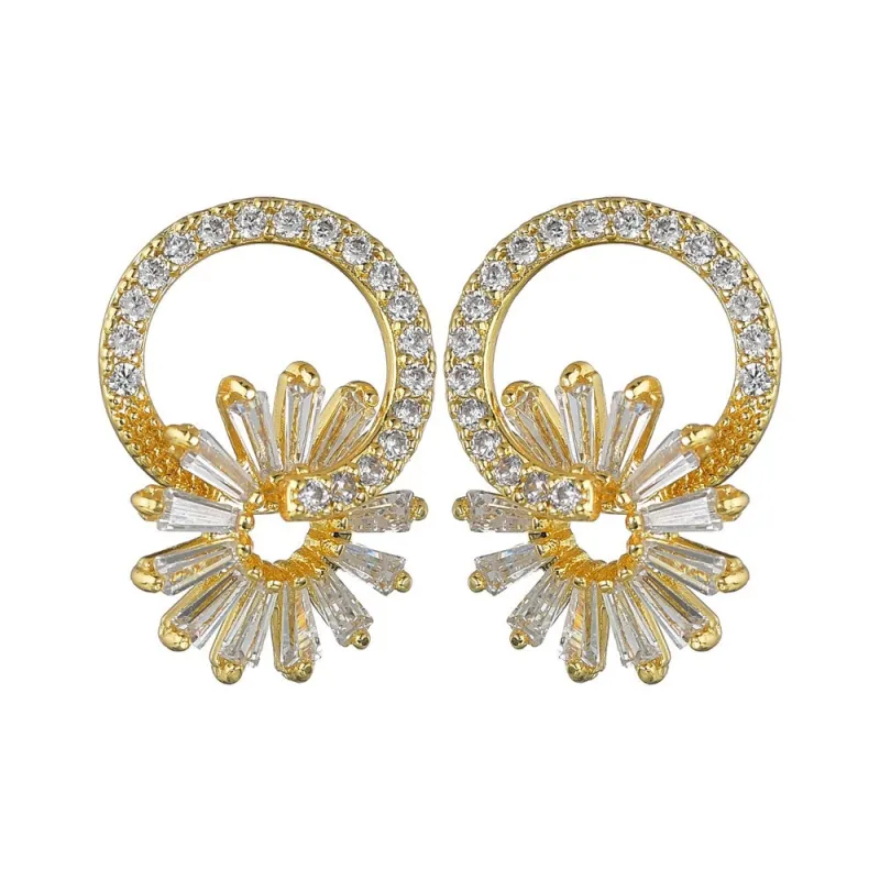 S925 Pure Silver Ear Pin Earrings Korean Geometric Earrings AAA Zircon Copper Inlaid Wholesale Earrings Qxwe1171