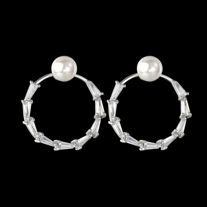S925 Pure Silver Ear Needle Pearl Earrings After Hanging Inlay AAA Zirconium Fashion Original Girl Pendant Wholesale QxWE1388