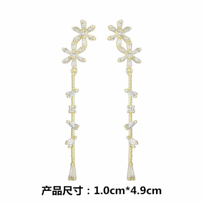 Long Flower Earrings Show Thin Earrings Tassel S925 Pure Tremella Pin Girl Heart Korean Plate Ear Nail Qxwe1425