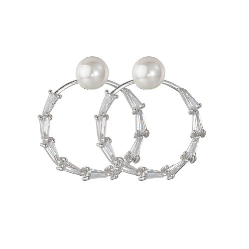 S925 Pure Silver Ear Needle Pearl Earrings After Hanging Inlay AAA Zirconium Fashion Original Girl Pendant Wholesale QxWE1388