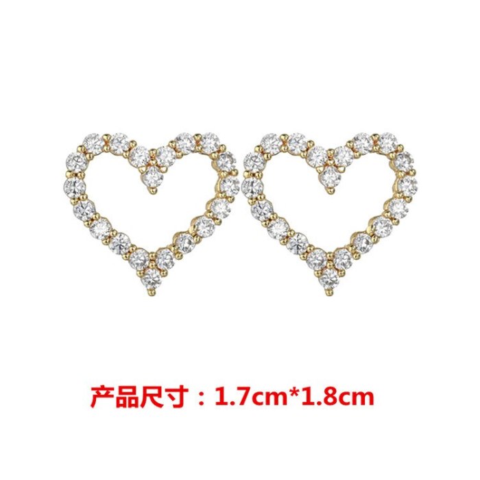 S925 Sterling Silver Ear Pin AAA Zircon Earring Hollow Lovely Atmosphere Simple Girl Earrings Qxwe769