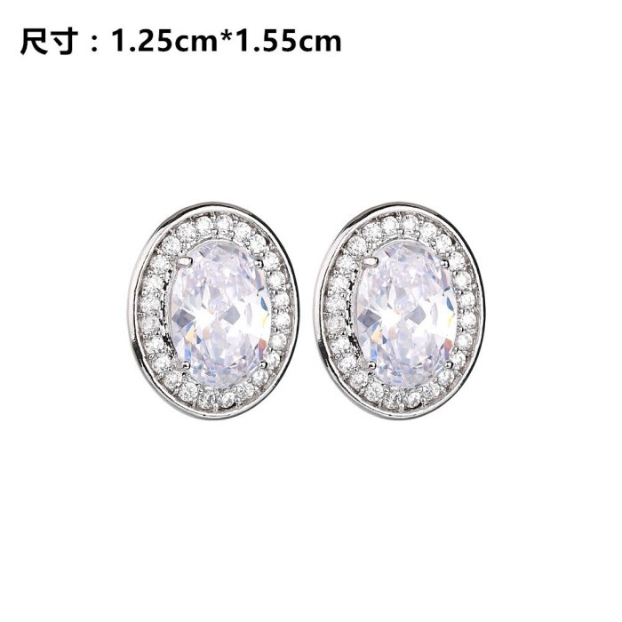 Oval Stud Earrings Women's New Minimalist Fashion Earrings AAA Zirconium Crystal Inlaid with Earrings QxWE1079
