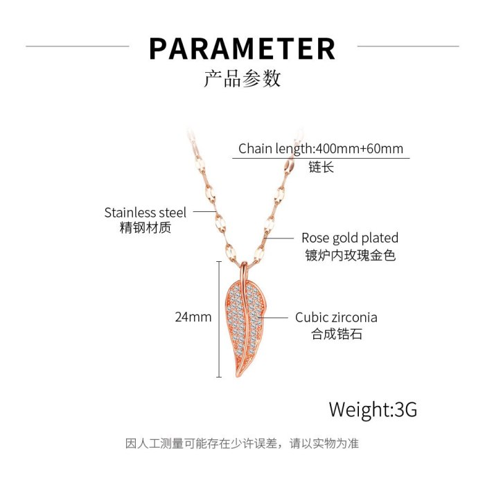 Simple and Versatile New Clavicle Chain Female Leaf Temperament Titanium Steel Necklace Wholesale GB1847