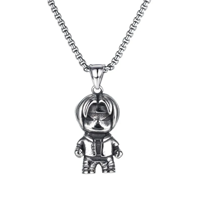 Japan and South Korea Jewelry Wholesale Personality Trendy Cartoon Character Titanium Steel Men's Necklace Accessories Gb1835
