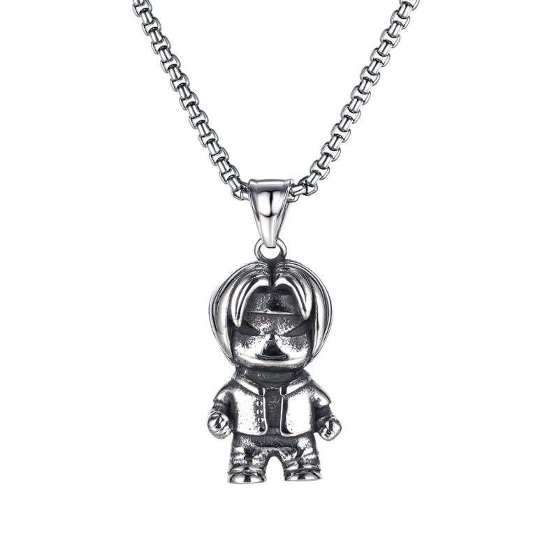 Japan and South Korea Jewelry Wholesale Personality Trendy Cartoon Character Titanium Steel Men's Necklace Accessories Gb1835