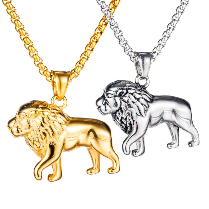 European and American Popular Retro Personality Versatile Lion Accessories Men's Titanium Steel Necklace Gb1701