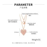 Korean Simple Temperament Double Titanium Steel Necklace Female Creative Love Diamond Clavicle Chain Pendant Wholesale Gb1854