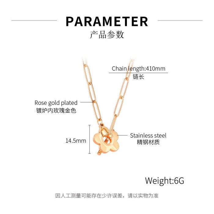Korean Temperament Fashion Titanium Steel Necklace Jewelry Small Fresh Flower Pendant Clavicle Chain Necklace Wholesale Gb1853