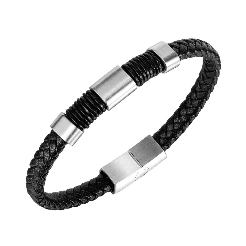 Europe and The United States Simple Titanium Steel Magnetic Buckle Men's Bracelet Fashion Trend Retro Leather Bracelet Gb1425