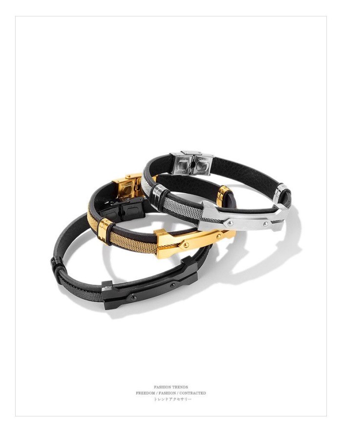 New Fashion Fashion Jewelry Europe and America Hip Hop Nightclub Titanium Steel Men's Bracelet Gb1428