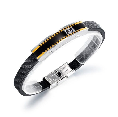 Simple Sports Hipster Geometric Titanium Steel Bracelet Fashion Personality Men's Leather Bracelet Wholesale Gb1407
