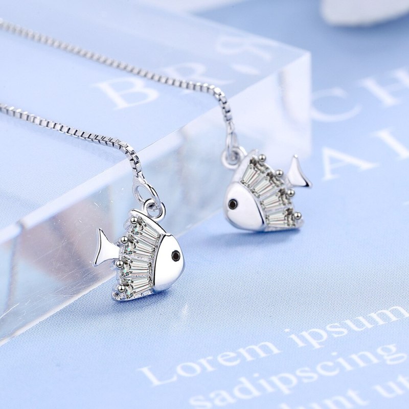 Ear Line Female Japanese and Korean Mori Series Sweet Zirconium Inlaid Ear Line Fish Ear Line Ear Jewelry Female XzEH582