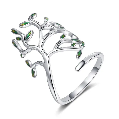 Ring Female Japanese and Korean Wind Green Leaf Opening Ring Ring Ring Art Leaf Single Ring XzJZ344