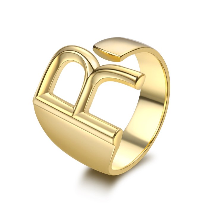 European English Letter Ring Female Ins Joint Tide-stopping Fashion Personality Retro Index Finger Ring Opening Ring XzJZ341