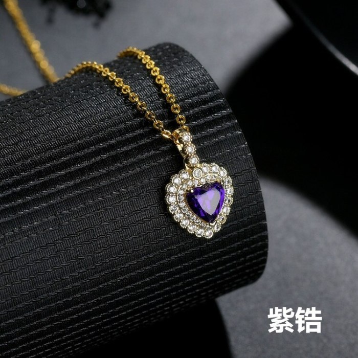 Korean Love Fashion Pendant AAA Zircon Inlaid Exquisite Necklace Qxwp17