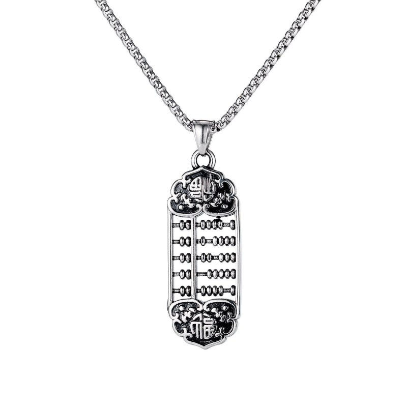 Personality Creativity Wishful Thinking Fortune Word Pendant Men's Titanium Steel Necklace Jewelry Wholesale GB1833