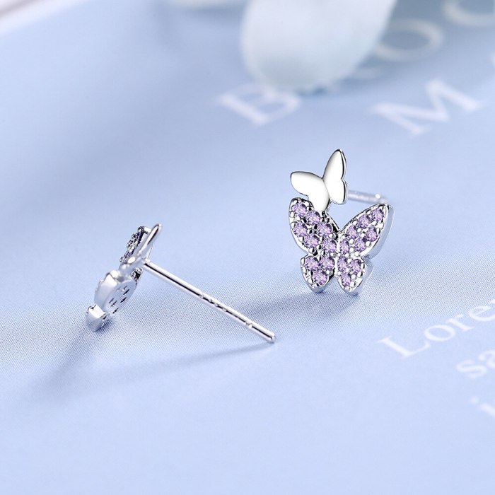 Stud Earrings New Butterfly Earrings Female Korea Exquisite Earrings Temperament Simple Joker Jewelry QxED899