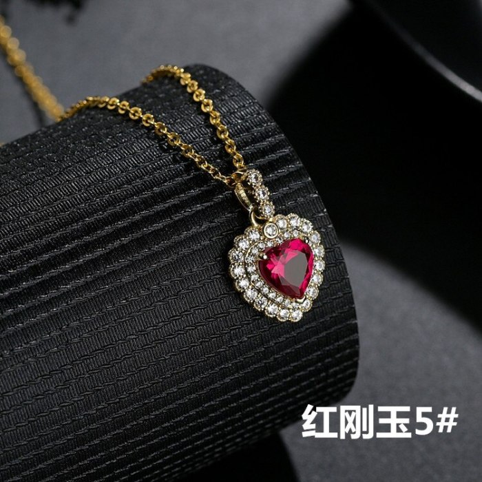 Korean Love Fashion Pendant AAA Zircon Inlaid Exquisite Necklace Qxwp17