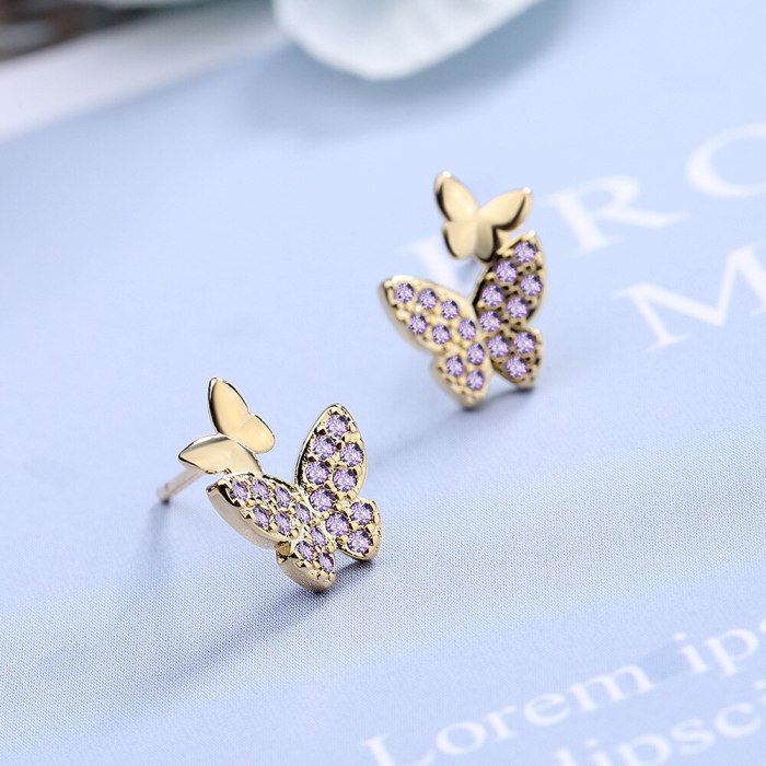 Stud Earrings New Butterfly Earrings Female Korea Exquisite Earrings Temperament Simple Joker Jewelry QxED899