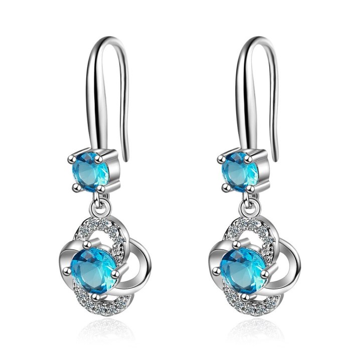 Diamond Earrings Female Fashion Sweet Flower Ear Hook Flower Earrings Long Earrings Xzeh561