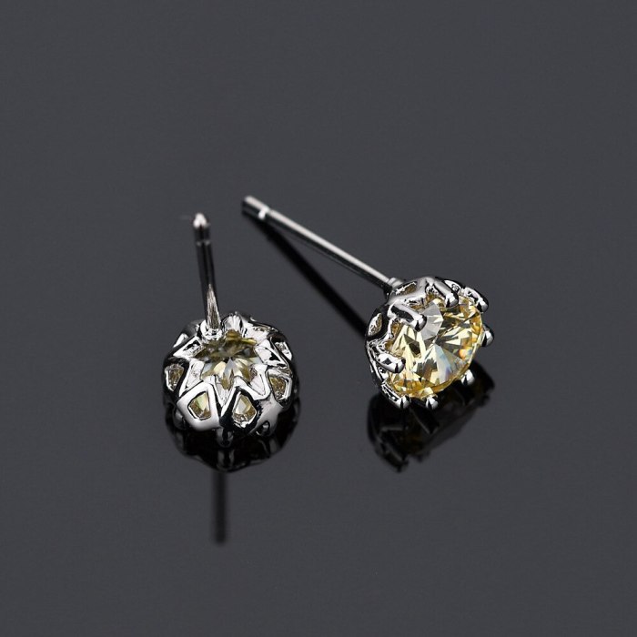 Simple Single Stone Earrings AAA Zircon Inlaid Earrings Joker Girls Earrings QxWE1103