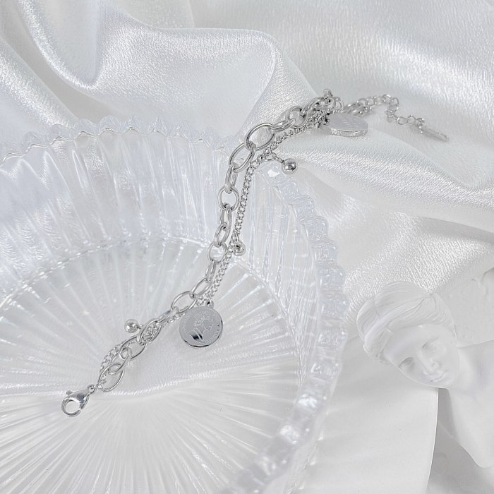 Korean Personality and Fashion Stitching Double-layer Round Bead Bracelet Titanium Steel Bracelet Gb1134