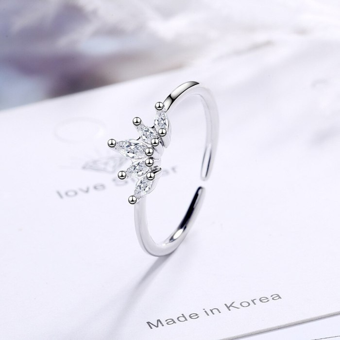 Ring Female Crown Opening Adjustable Ins Tide Inlaid Zirconium Personality Ring XzJZ345