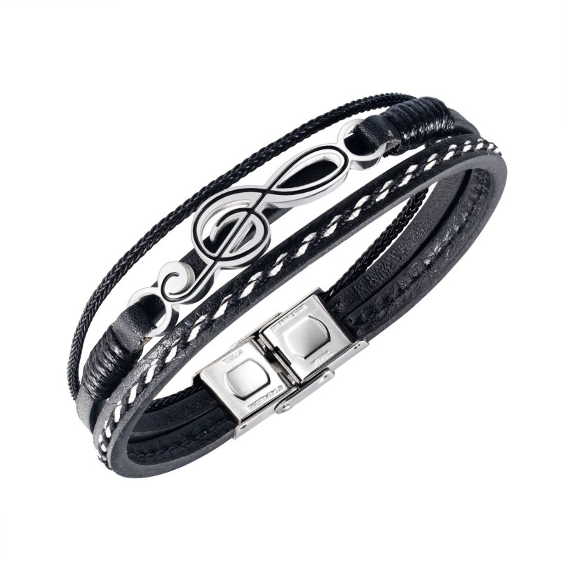 Rock Hip-Hop Notes Bracelet Personality Multi-Layer Retro Weaving Leather Bracelet Gb1431