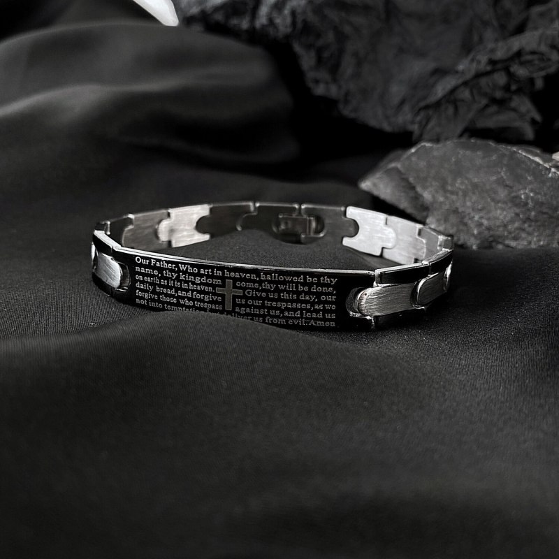 European and American Trends Retro Religious Cross Bible Men's Titanium Steel Bracelet Adjustable Bracelet Gb1136