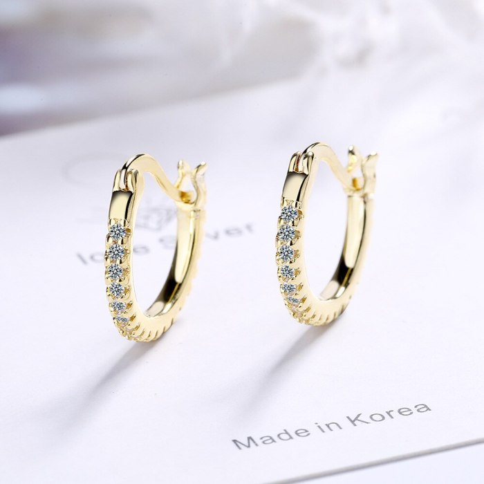 Korean Style Fashion Personality Inlaid Zirconium Simple Earrings Female Fashion Short Stud Earrings XzEH590