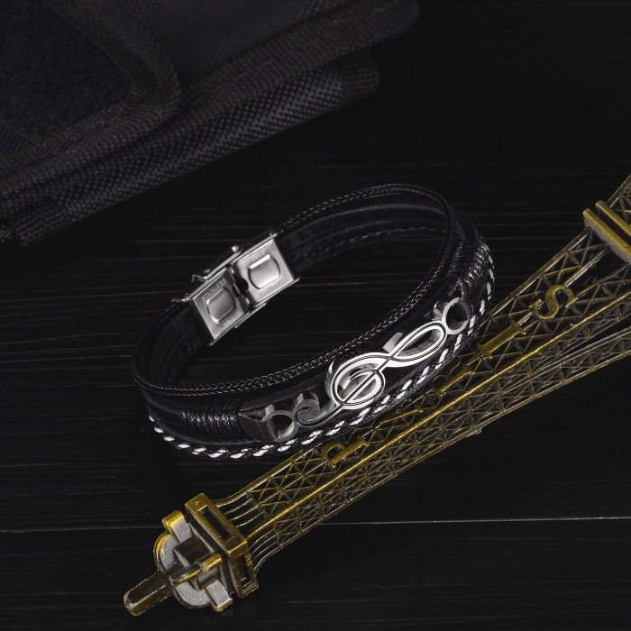 Rock Hip-Hop Notes Bracelet Personality Multi-Layer Retro Weaving Leather Bracelet Gb1431