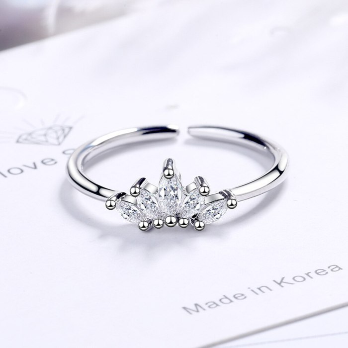 Ring Female Crown Opening Adjustable Ins Tide Inlaid Zirconium Personality Ring XzJZ345