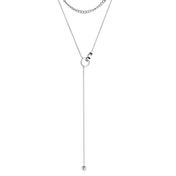 Japanese Temperament Versatile Roman Digital Titanium Steel Necklace Jewelry Autumn and Winter Sweater Chain Women Gb1856
